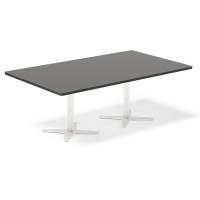 Konferencebord DNA, Antracit 2000x1200 mm rektangul&aelig;rt, Hvid understel