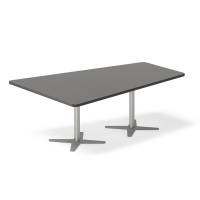 Konferencebord DNA, Antracit 2000x1425 mm trapezformet, Alugr&aring; understel