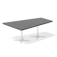 Konferencebord DNA, Antracit 2000x1425 mm trapezformet, Hvid understel