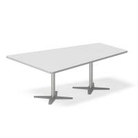 Konferencebord DNA, Lysgr&aring; 2000x1425 mm trapezformet, Alugr&aring; understel