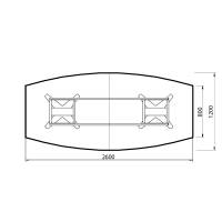 Konferencebord DNA, Antracit 2600x1200 mm b&aring;dformet, Hvid understel