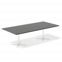Konferencebord DNA, Antracit 2600x1200 mm rektangul&aelig;rt, Hvid understel