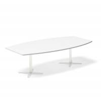 Konferencebord DNA, Hvid 2600x1200 mm bådformet, Hvid understel