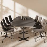 Konferencebord DNA, Antracit 3200x1200 mm b&aring;dformet, Sort understel