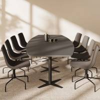 Konferencebord DNA, Antracit 3200x1200 mm b&aring;dformet, Sort understel