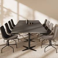 Konferencebord DNA, Antracit 3200x1200 mm rektangulært, Sort understel