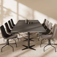 Konferencebord DNA, Antracit 3200x1200 mm rektangul&aelig;rt, Sort understel