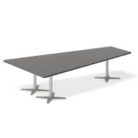 Konferencebord DNA, Antracit 3200x1800 mm trapezformet, Alugr&aring; understel