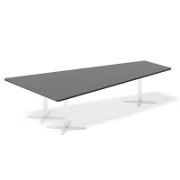 Konferencebord DNA, Antracit 3200x1800 mm trapezformet, Hvid understel