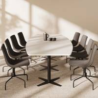 Konferencebord DNA, Lysgr&aring; 3200x1200 mm b&aring;dformet, Sort understel