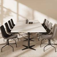 Konferencebord DNA, Lysgr&aring; 3200x1200 mm rektangul&aelig;rt, Sort understel