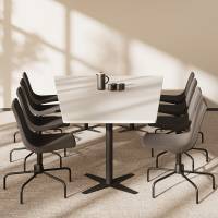 Konferencebord DNA, Lysgr&aring; 3200x1800 mm trapezformet, Sort understel