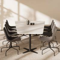 Konferencebord DNA, Lysgr&aring; 3200x1800 mm trapezformet, Sort understel