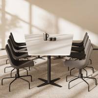 Konferencebord DNA, Lysgr&aring; 3200x1800 mm trapezformet, Sort understel