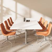 Konferencebord DNA, Hvid 3200x1200 mm rektangulært, Alugrå understel