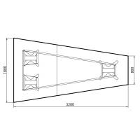 Konferencebord DNA, Hvid 3200x1800 mm trapezformet, Alugr&aring; understel
