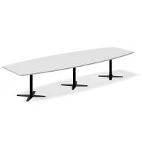 Konferencebord DNA, Lysgrå 3800x1200 mm bådformet, Sort understel