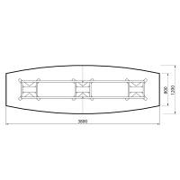 Konferencebord DNA, Lysgr&aring; 3800x1200 mm b&aring;dformet, Sort understel