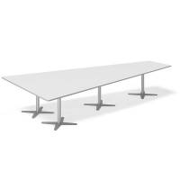 Konferencebord DNA, Lysgr&aring; 3800x1990 mm trapezformet, Alugr&aring; understel