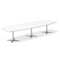 Konferencebord DNA, Hvid 3800x1200 mm b&aring;dformet, Alugr&aring; understel
