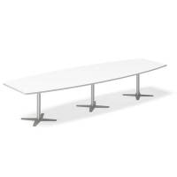 Konferencebord DNA, Hvid 3800x1200 mm b&aring;dformet, Alugr&aring; understel