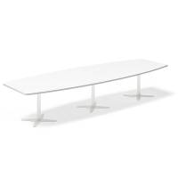 Konferencebord DNA, Hvid 3800x1200 mm b&aring;dformet, Hvid understel