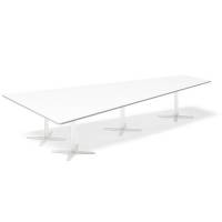 Konferencebord DNA, Hvid 3800x1990 mm trapezformet, Hvid understel
