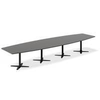Konferencebord DNA, Antracit 4400x1200 mm b&aring;dformet, Sort understel