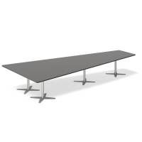 Konferencebord DNA, Antracit 4400x2175 mm trapezformet, Alugr&aring; understel