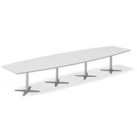 Konferencebord DNA, Lysgr&aring; 4400x1200 mm b&aring;dformet, Alugr&aring; understel