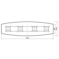 Konferencebord DNA, Lysgr&aring; 4400x1200 mm b&aring;dformet, Sort understel