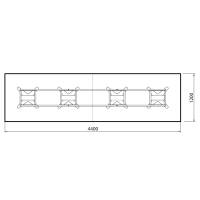 Konferencebord DNA, Lysgr&aring; 4400x1200 mm rektangul&aelig;rt, Alugr&aring; understel