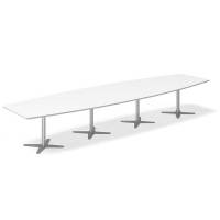 Konferencebord DNA, Hvid 4400x1200 mm b&aring;dformet, Alugr&aring; understel