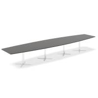 Konferencebord DNA, Antracit 5000x1200 mm b&aring;dformet, Hvid understel