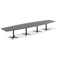 Konferencebord DNA, Antracit 5000x1200 mm b&aring;dformet, Sort understel