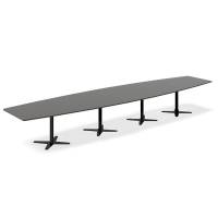 Konferencebord DNA, Antracit 5000x1200 mm b&aring;dformet, Sort understel