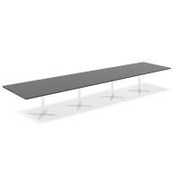 Konferencebord DNA, Antracit 5000x1200 mm rektangul&aelig;rt, Hvid understel