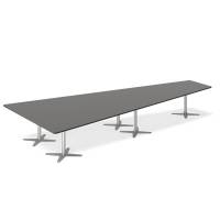 Konferencebord DNA, Antracit 5000x2365 mm trapezformet, Alugr&aring; understel