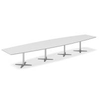 Konferencebord DNA, Lysgr&aring; 5000x1200 mm b&aring;dformet, Alugr&aring; understel