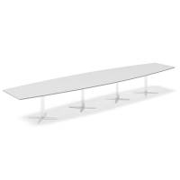 Konferencebord DNA, Lysgrå 5000x1200 mm bådformet, Hvid understel