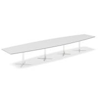 Konferencebord DNA, Lysgr&aring; 5000x1200 mm b&aring;dformet, Hvid understel