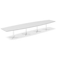 Konferencebord DNA, Lysgr&aring; 5000x1200 mm b&aring;dformet, Hvid understel