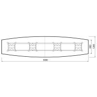 Konferencebord DNA, Lysgr&aring; 5000x1200 mm b&aring;dformet, Hvid understel