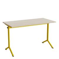 Bord Atlas 1130, 1200x600mm, lyddæmpende eg højtrykslaminat, gult stel