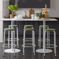 Taburet Bertil 117, massiv birk, hvidt stel