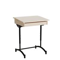 Elevbord, stilbar 128, lydd&aelig;mpende birk laminat, sort stel