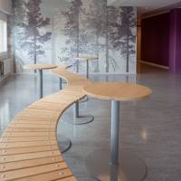 Bord Marie, &Oslash;1000 mm, h&oslash;jde 720 mm, Massiv birk og alugr&aring;t understel