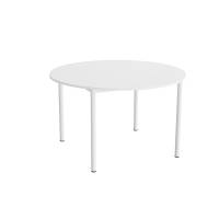 Bord Combi 206, Ø1200 mm, højde 720 mm, lydabsorberende hvid laminat på hvidt stel