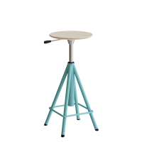 Taburet Atlas 2117, hvidpigmenteret egelaminat, turkis stel H: 600-720 mm