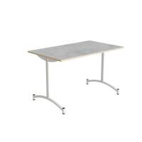 Bord Zeb 231, 1200x700 mm H&oslash;jde 720 mm, Lys gr&aring; linoleum, Hvidt stel